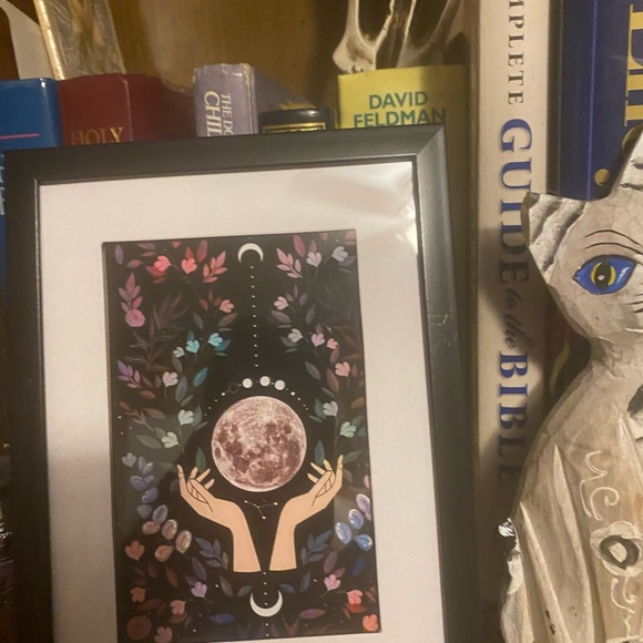 Beautiful matted, wild flower, moon, artist, print, framed. 🌙💐 - Picture 4 of 4